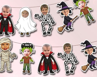 Halloween Banner | Photo Decorations for Halloween Party | Witch Ghost Vampire Skeleton