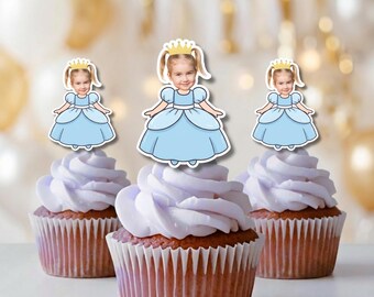 Adornos para cupcakes y decoraciones para fiestas de princesas: pajitas con caras, confeti, pancarta, pegatinas / Disfraces de princesas