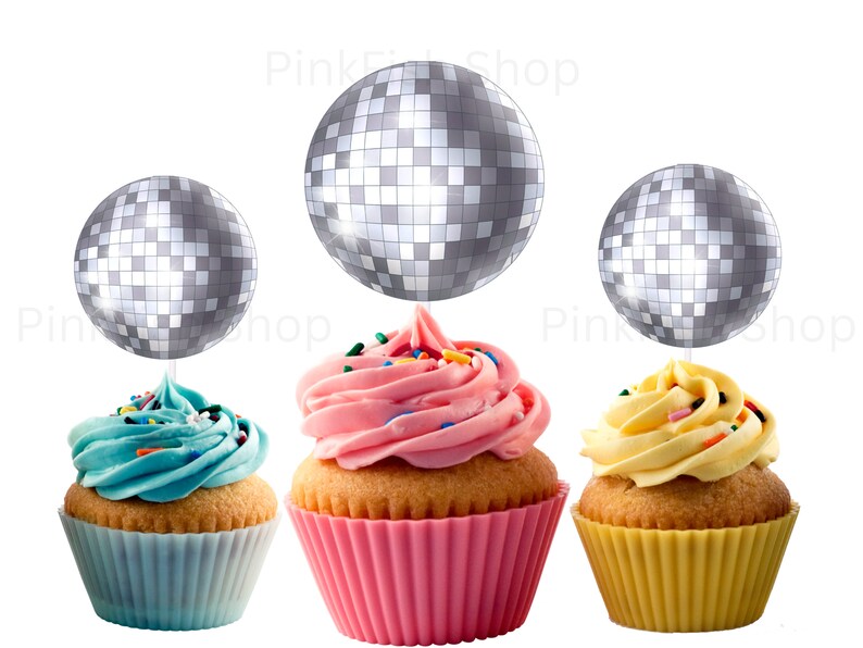 Disco Ball Cupcake Toppers 12 Count Cowboy Cowgirl Cake Etsy