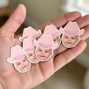 Cowgirl Confetti Customized with Face and Pink Cowgirl Hat, Custom, Party Favor, Birthday Party, My First Rodeo, Rodeo Cowboy Confetti
