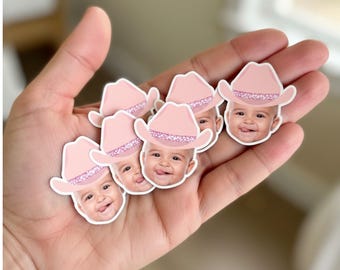 Cowgirl Confetti Customized with Face and Pink Cowgirl Hat, Custom, Party Favor, Birthday Party, My First Rodeo, Rodeo Cowboy Confetti