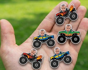 Adornos para cupcakes de Monster Truck / Decoraciones faciales para fiestas de cumpleaños de niño