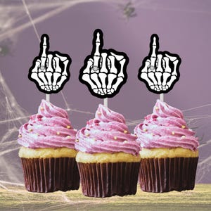 Bride or Die Cupcake Toppers | Halloween Bachelorette Cupcake Toppers | Halloween Bridal Shower Decorations | Skeleton Hand | Ring Finger