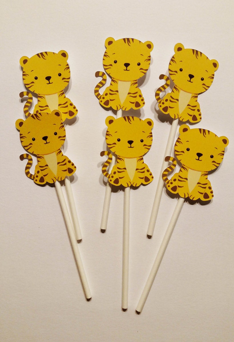 Tiger Cupcake Toppers for Baby Shower or Birthday Party 12 Etsy