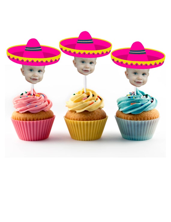 Sombrero Cupcake Toppers With Custom 