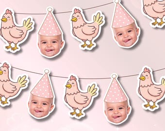 This Chick is One Birthday Banner and Face Party Decorations