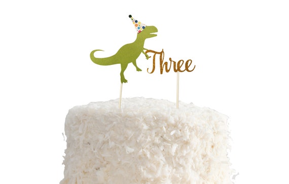 Dinosaure T Rex Garcons Enfants Anniversaire Personalised Custom Paillettes Cake Topper Figurines De Gateau Decorations Figurines