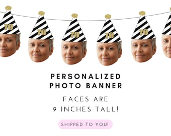 70th Birthday Face Banner, 70 Personalized, Seventy, Seventieth, 70 AF, 70 years Loved, Customized, Garland, 70 Birthday Party Decorations