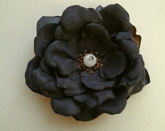 Handmade  satin flower brooch.Peony. Rose.Pink,green,white grey,raspberry color flower. Choose your color.