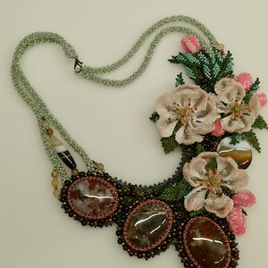Spring flower  necklace. Apple blossom handmade, unique jewellery