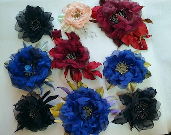 Wedding dress accessories, bridal dress accessory, ivory,burgundy,blue,black  color flower brooch .Choose your colour.
