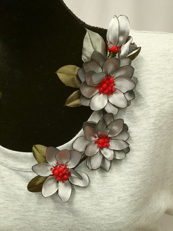 grey dress red accessories Slate Grey Multi Print Scarf - Hair Accessories