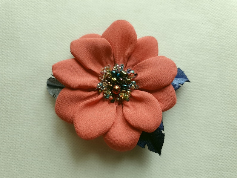 gray-,brovn embroidered flower color satin flower brooch Flower brooch.Daisy Handmade pink,pale pink Choose your color Flower pin