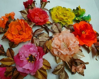 Wedding  dress accessories, flower clip and pin,flower pin. Apricot,ivory,yellow,pink,orange  color flowers.