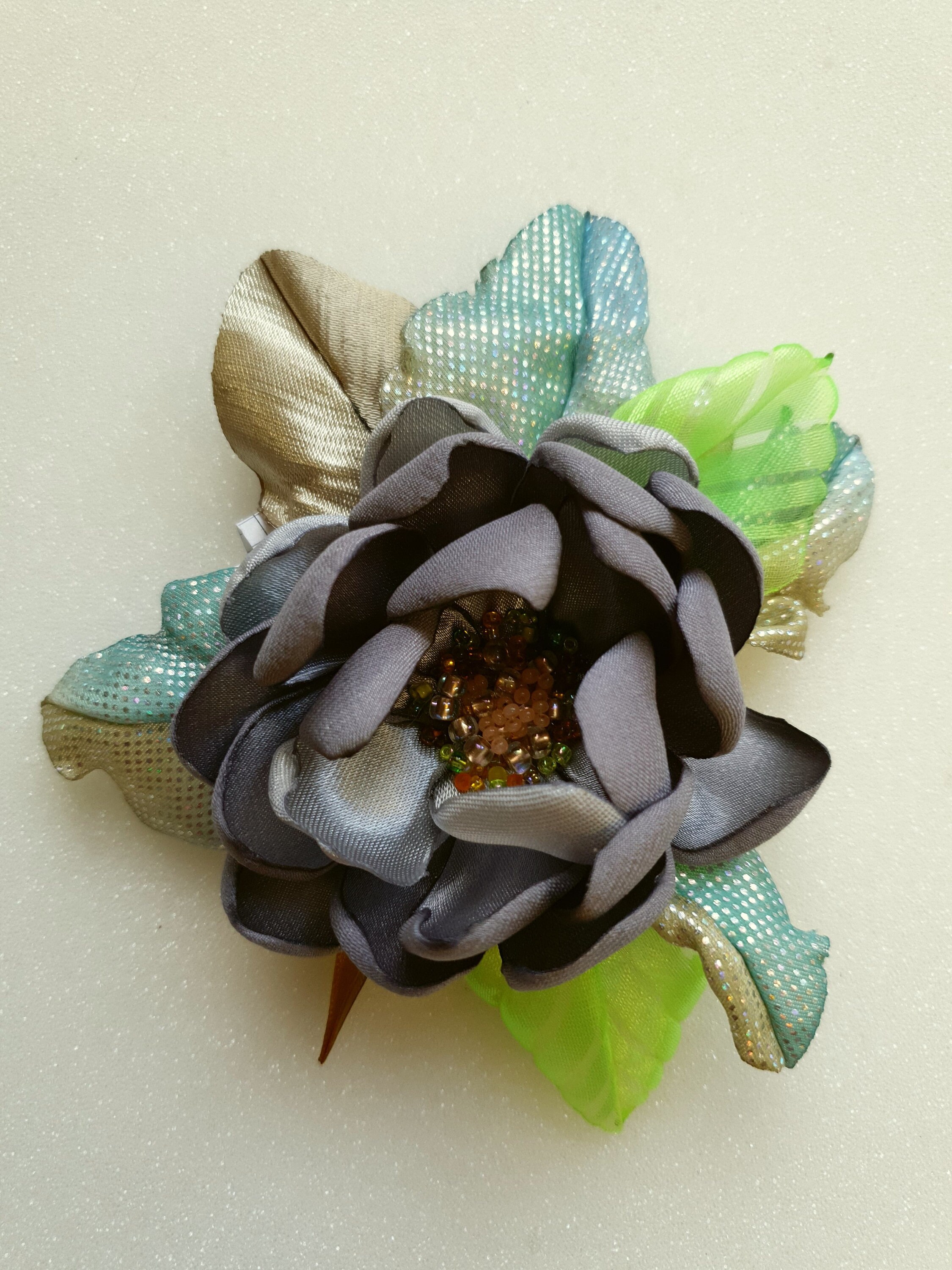 Handmade. Gray,sea Blue,purple,blue,red Color Satin Flower  display picture 1