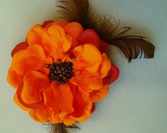Handmade  satin flower brooch. Rose.Blue,orange,purple,violet,green,pink,apricot,grey  flower. Choose your color.