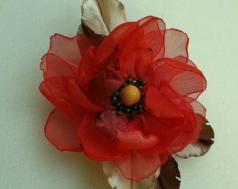 Wedding  dress accessories, flower clip and pin,flower pin. Orange-brown,red,violet  color flowers.