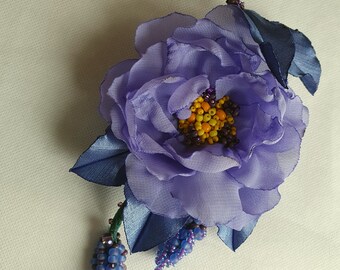 Wedding hair/dress accessories, flower clip and pin, floral hairpiece, purple-gray,yellow,red, lilac,white,blue flower ,100% handmade.