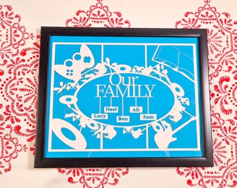Personalised "Family" papercut, Customised Family papercut, unique papercut