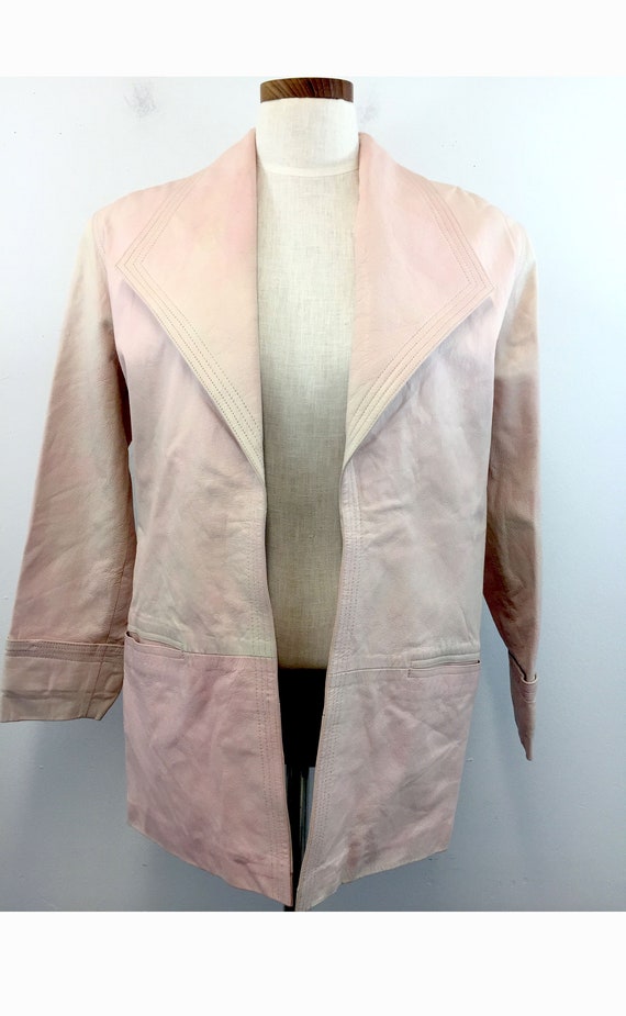 Vintage Lillie Rubin Pink Leather Jacket Size 4 O… - image 1