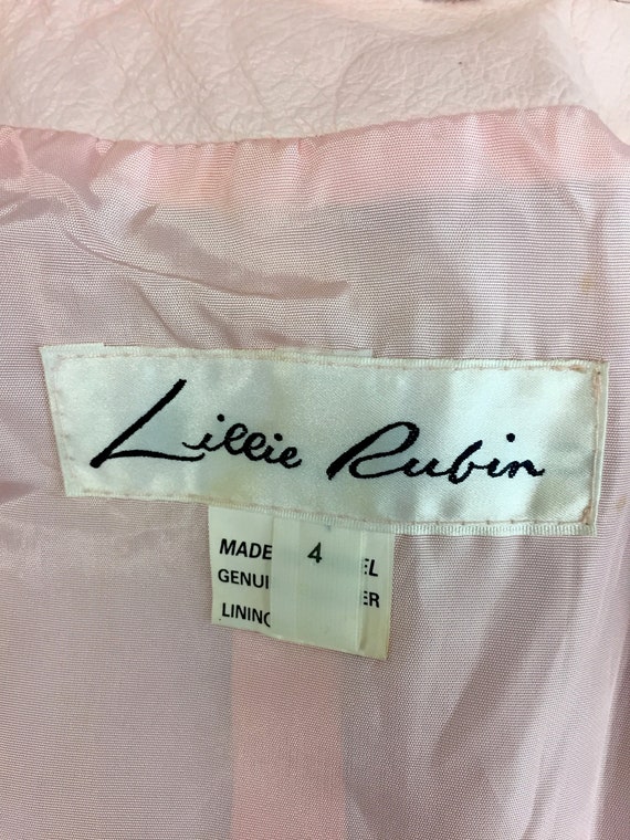 Vintage Lillie Rubin Pink Leather Jacket Size 4 O… - image 7