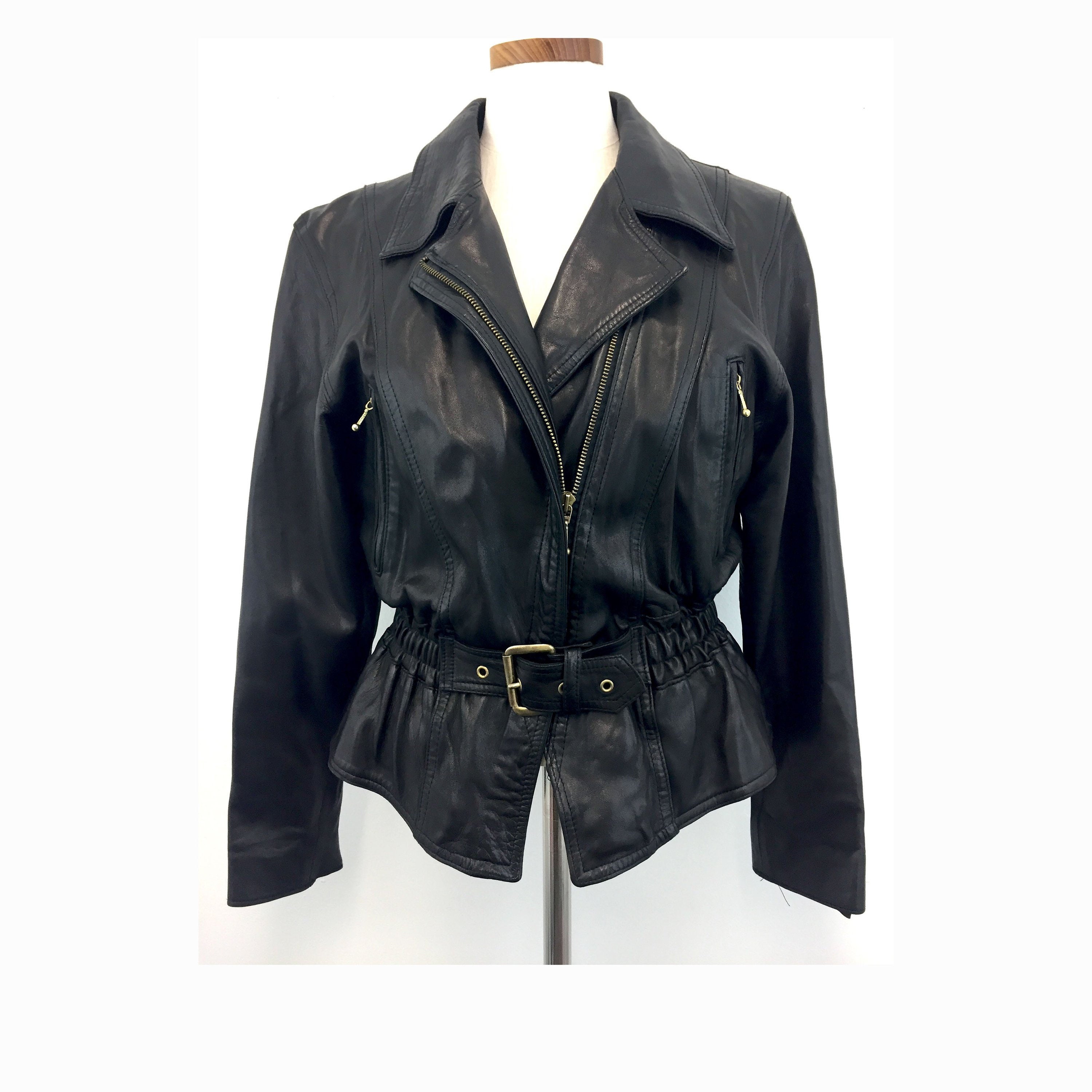 xs black leather jacket
