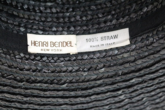 Vintage 1960s Henri Bendel Straw Hat Black Size 7… - image 5