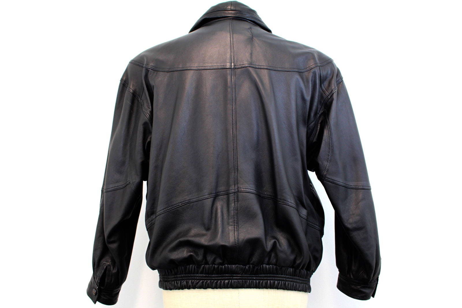 Vintage Echtes Leader Black Leather Jacket L Large Mens Zip up - Etsy ...