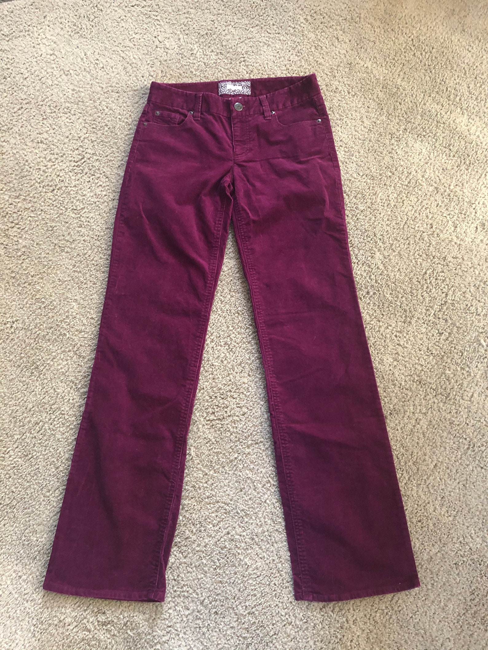 red bootcut pants