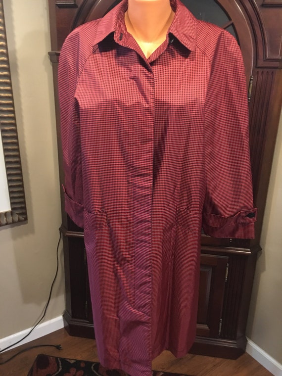 Nordstrom red, black, fully lined, rain coat, size