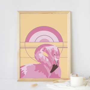 Flamingo digital print art, printable wall art, pink flamingo, contemporary art print, modern wall art, bird art print, flamingo decor