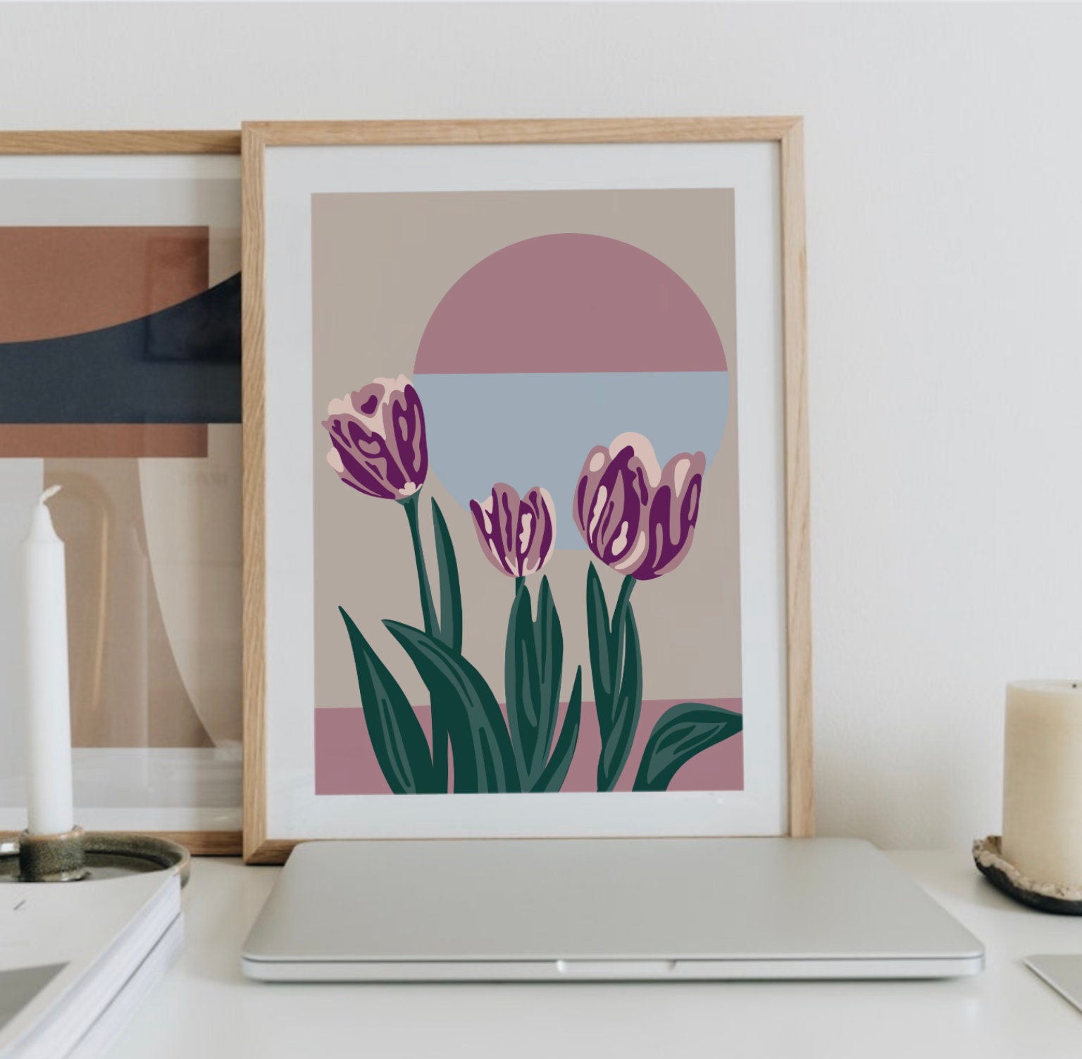 Printable Tulip Art, Botanical Floral Wall Art, Contemporary Style Art ...
