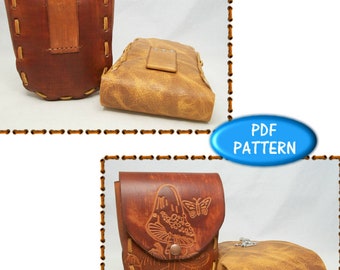 PATTERN - Casual Belt Bag - 70s' style belt bag pattern for leather - PDF pattern ONLY