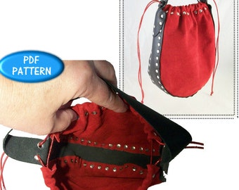 PATTERN - Drawstring Wristlet Bag - pattern for leathercraft - PDF download ONLY