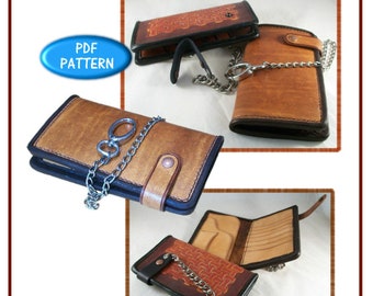 PATTERN - Rolled Edge Long Wallet pattern for leather - leathercraft digital pattern - PDF ONLY