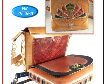 PATTERN - Weaver style messenger bag pattern for leather - PDF download ONLY
