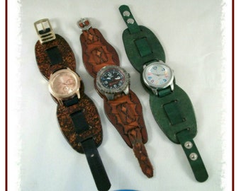 PATTERN - Wide Watchbands PLUS Protective Watch Cap - Digital pattern for leathercraft - pattern ONLY