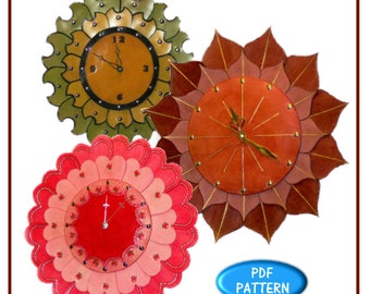 PATTERN - Leather Wall Clock pattern - easy leathercraft pattern for home decor - PDF pattern ONLY