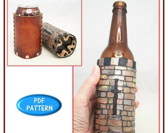 PATTERN - Can & Bottle Sleeves - leather pattern - PDF instant download ONLY