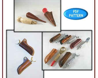 PATTERN - Swivel Knife and Sewing Awl Sheath patterns - leathercraft - PDF pattern ONLY