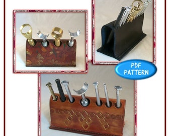 PATTERN - Leather Tool Stand pattern - leather stand for leathercraft tools - PDF instant download ONLY