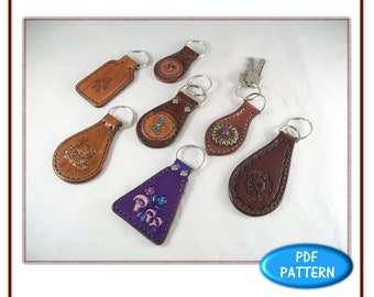 PATTERN - Double Key Fob patterns for leathercraft - PDF leather pattern - download ONLY