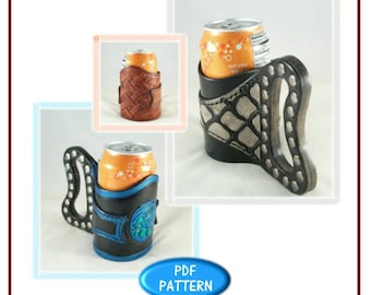 PATTERN - Soda Can Holder - pattern for leather - leathercraft - PDF pattern ONLY