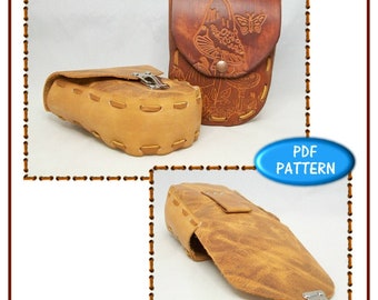 PATTERN - Casual Belt Bag - 70s' style belt bag pattern for leather - PDF pattern ONLY