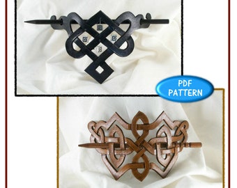 PATTERN - Celtic Stick Barrettes - barrette pattern for leather - PDF pattern download ONLY