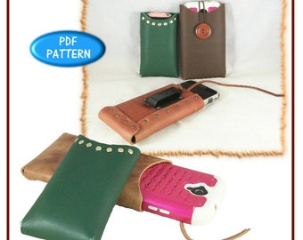 PATTERN - Easy Phone Pocket leathercraft pattern - Pattern for leather - PDF instant download ONLY