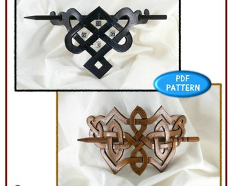 PATTERN - Celtic Stick Barrettes - barrette pattern for leather - PDF pattern download ONLY