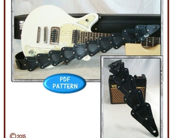 PATTERN - Interlocking Guitar Strap digital pattern - leathercraft pattern - PDF pattern ONLY