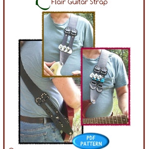 PATTERN - Flair Guitar Strap pattern - leather pattern - PDF pattern ONLY