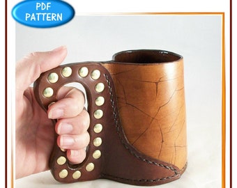 PATTERN - Leather mug pattern  - leather pattern - download - PDF pattern file ONLY